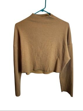 TWIIN Cropped Urban Outfitters Mock Neck Sweater Camel Tan Ribbed  Size XS